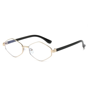Vintage geometric metal frame sunglasses with black temples and transparent lenses