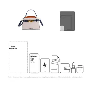 Detail showing internal capacity of the canvas bag for phone, wallet and cosmetics