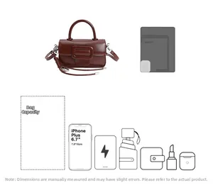 Detailed interior view of dark brown square bag showing spacious capacity for daily essentials