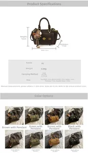 Detailed dimension guide for vintage crossbody bag featuring 22cm width and 16cm height