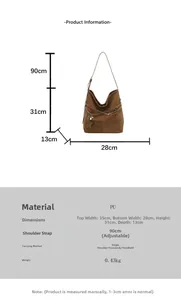 Détails du sac cabas en cuir PU marron avec dimensions et pendentif en forme d'étoile