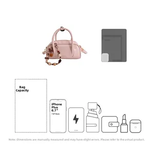 Internal capacity of pink mini Boston bag fitting a 6.7 inch smartphone and daily essentials