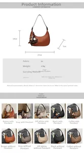 Detaillierte Größentabelle und Farbauswahl für die PU-Leder Halbmond-Achseltasche