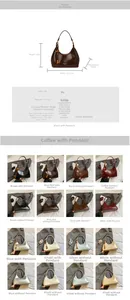 Detailed dimension guide and color options for the minimalist PU leather crossbody bag
