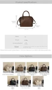 Detailed dimensions and color options for the high-capacity PU leather shell handbag