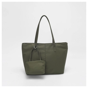 Sac fourre-tout en nylon vert olive avec porte-monnaie, grand sac à bandoulière minimaliste