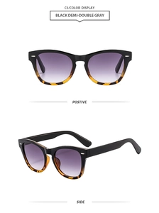 Front and side view of black and tortoiseshell oversized sunglasses with silver rivets