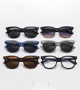 Collection of vintage square sunglasses in black, amber, and gradient colors