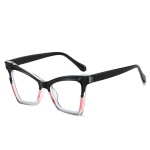 Cat eye blue light blocking glasses with black and transparent two-tone frames