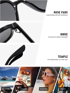 Detail view of double bridge sunglasses with comfortable nose pads and reinforced hinges