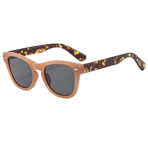Retro oversized square sunglasses with tortoise temples and silver rivet accents