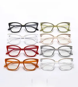 Detailed grid showing eight color options for retro cat-eye anti-blue light glasses frames