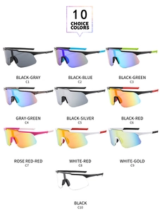 Collage de dix lunettes de soleil de cyclisme en diverses couleurs avec branches antidérapantes