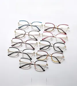 Cat-eye blue light blocking glasses collection in various colors with metal temples