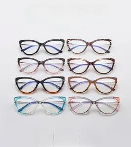 Detailed grid showing cat-eye glasses frames in eight different stylish color variations