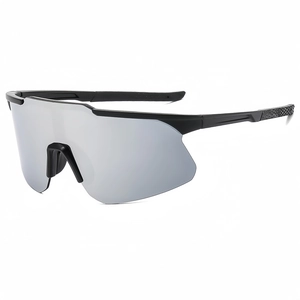 Lunettes de soleil de cyclisme rétro avec verres argentés et monture noir mat