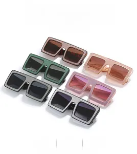 Detailed grid of oversized square glitter sunglasses in various vibrant fashion colors