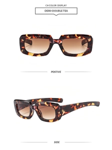 Detail of tortoise shell square punk sunglasses with brown gradient lenses and side view