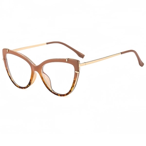 Classic retro cat-eye blue light blocking glasses with gold metal temples and tortoiseshell frame