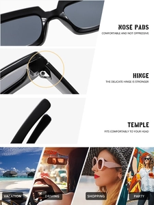 Detail view of reinforced metal hinges and ergonomic temples on punk square sunglasses