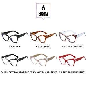 Présentation de six coloris de lunettes anti-lumière bleue forme papillon en grille