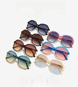 Detailed collection of square oversized sunglasses with gradient lenses in seven colors