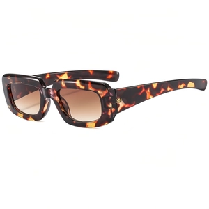 Classic tortoise shell rectangular sunglasses with stylish brown gradient lenses