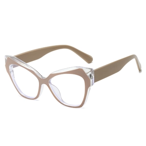 Lunettes anti-lumière bleue œil de chat avec monture contrastée transparente et kaki