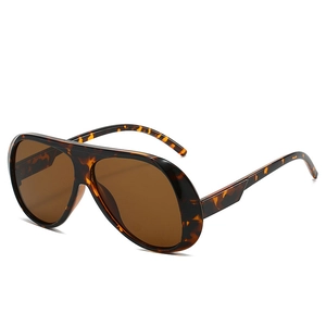 Mode Übergroße Aviator-Sonnenbrille mit Leopardenmuster und braunen Gläsern