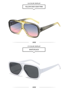 Dual-beam pilot sunglasses in gradient yellow-grey and solid white frames