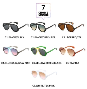 Collection of oversized aviator sunglasses in 7 different frame and lens color variations