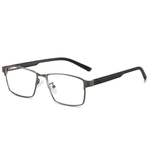Classic gunmetal square blue light blocking glasses with stylish rectangle metal frame