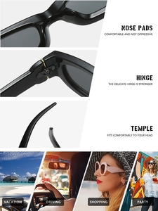 Detailed view of integrated nose pads and reinforced metal hinges on black sunglasses