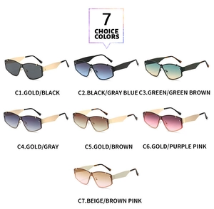 Présentation de sept variantes de couleurs pour lunettes de soleil mode à branches en métal
