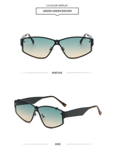 Vues frontale et latérale de lunettes de soleil oversize avec monture noire et écaille