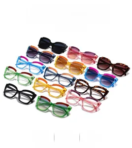 Detailed assortment of cat-eye sunglasses in various colors and trendy gradient lenses