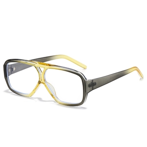 Retro pilot style double bridge sunglasses with gradient translucent frame on white background