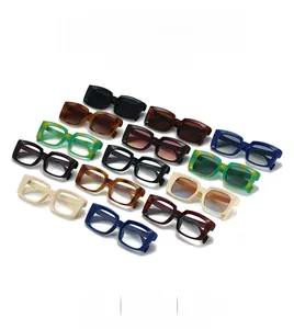 Collection of rectangle fashion sunglasses in twelve assorted colors and retro frames