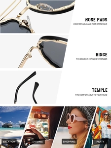 Detail of metal round sunglasses showing comfortable nose pads and durable hinges