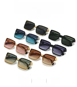 Collection of oversized square metal sunglasses with various gradient lens colors