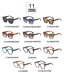 Multiple color choices of square frame sunglasses with mosaic side patterns