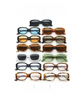 Detailed grid of vintage square sunglasses in tortoiseshell and multiple frame colors