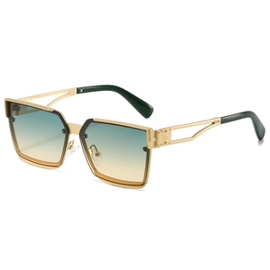 Fashion Square Sunglasses Metal Hollow Frame UV400 Protection Gradient Lens Oversized Eyewear For Outdoor Driving Unisex