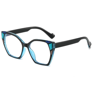 Modern oversized square sunglasses with colorful geometric accents and clear lenses