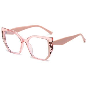 Klassische rosa Katzenaugen Brille mit Blaulichtfilter und Leopardenmuster