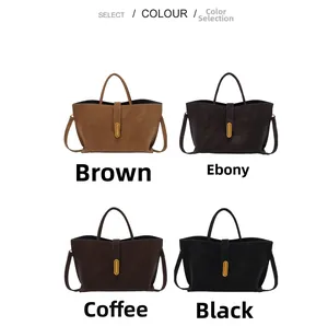 Detailed grid view of minimalist matte leather tote bags in four classic neutral colors