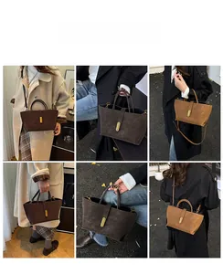 Detailed views of the large capacity tote bag showing crossbody and handheld styling
