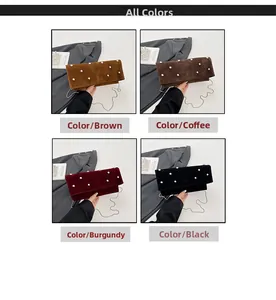 Chic studded envelope crossbody bags in brown, coffee, burgundy and black colors