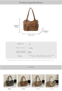 Tableau des tailles détaillé pour sac rétro en cuir PU avec plusieurs couleurs