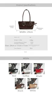 Detailed dimensions and color options for the pleated belt buckle shoulder tote bag